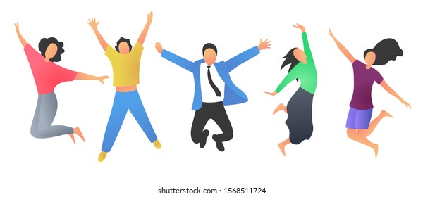 Business Team Jumping Celebrating Success Happy Stock Vector (royalty 
