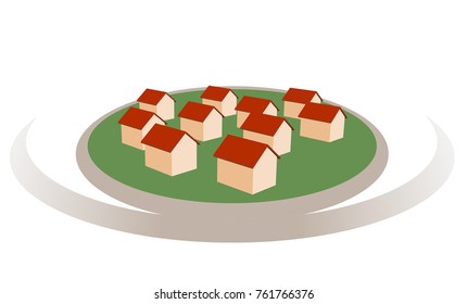 Vector illustration of a group of houses