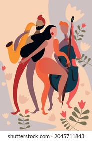 Vector illustration of group of jazzmen