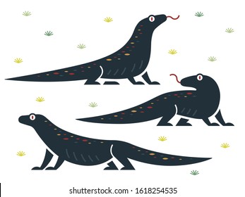 Vector Illustration of group of Komodo Dragon. EPS vector format that can be resized without losing quality 