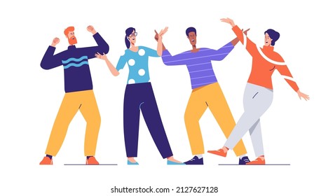 Vector Illustration Group Laughing Joyful People Stock Vector (Royalty ...