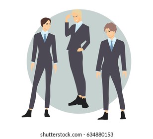 vector illustration of group of man in suits
flat set