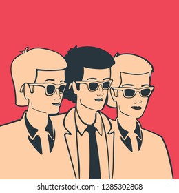 Vector Illustration Group Of Men In One Body Concept