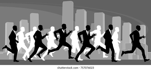 Vector illustration of a group of men running