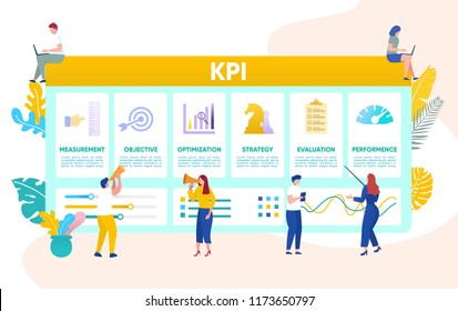 vector illustration group of people learning KPI, can be use for landing page, web, ui, banner, poster, template, flyer, wallpaper