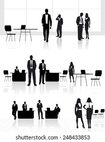 Vector illustration of a group of people in office