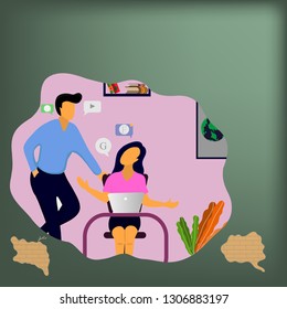 vector illustration , group of people talking about social news online,  Employees discuss social networking,  social networks, chat.  