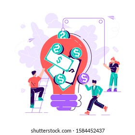 Vector illustration of a group of people who invest in the idea, the concept of value, shopping-vector. Flat style modern design vector illustration for web page, cards, poster, social media.