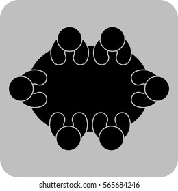 Vector Illustration with Group Person Table Icon
