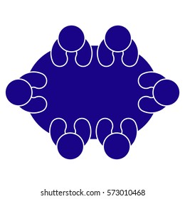 Vector Illustration of Group Person Table Icon in Blue
