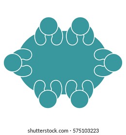 Vector Illustration of Group Person Table in Light Blue Icon
