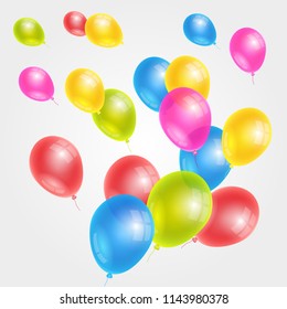 Vector illustration. A group of realistic flying balloons.