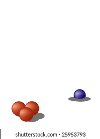vector illustration of group red balls and success blue ball on white background