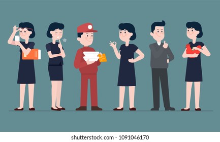 vector illustration group set business women and men, vector people illustration set