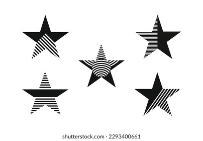 Vector illustration of a group of stars isolated on white background for fashion, web, and emblem design