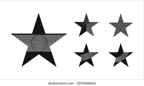 Vector illustration of a group of stars isolated on white background for fashion, web, and emblem design