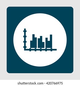 Vector illustration of group stats sign icon on blue background.