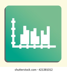 Vector illustration of group stats sign icon on green light background.