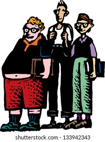 Vector illustration of a group of teen boys