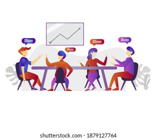 Vector illustration. group therapy concept. people meeting and talking, discussing problems, giving and getting support. modern flat people character. Ideal for landing page, mobile app, motion