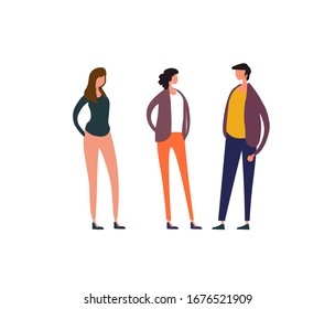 vector illustration of a groupe of standing people,flat cartoon style.