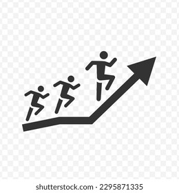 Vector illustration of grow together icon in dark color and transparent background(png).
