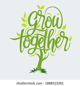 Vector illustration, grow together symbol or icon