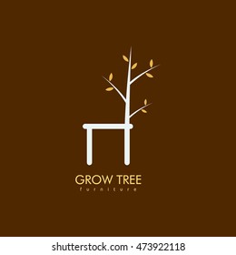 Vector Illustration of Grow Tree Furniture logo and icon design template. Flat Style Design