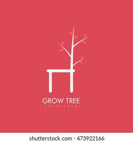 Vector Illustration of Grow Tree Furniture logo and icon design template. Flat Style Design