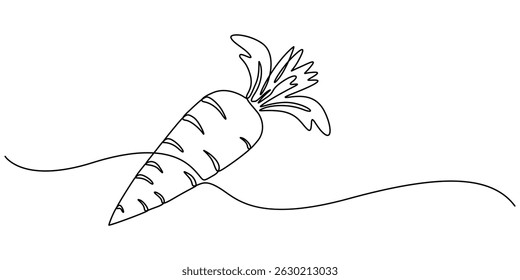 ilustração vetorial, Planta de cenoura em crescimento vetor contorno minimalista, uma linha desenhando cenoura vetor vegetal pro, Uma única linha desenhando todo saudável