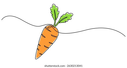 ilustração vetorial, Planta de cenoura em crescimento vetor contorno minimalista, uma linha desenhando cenoura vetor vegetal pro, Uma única linha desenhando todo saudável