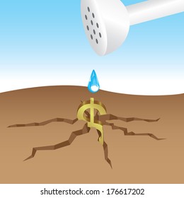 Vector illustration of growing dollar signs design