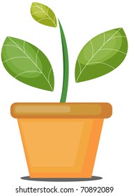 Vector illustration of growing plant in pot.