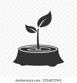 Vector illustration of growing plants icon in dark color and transparent background(PNG).
