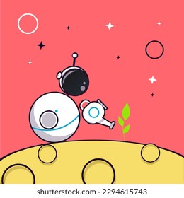 vector illustration of growing plants on the planet