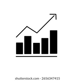 Vector illustration of a growth chart or rising graph, symbolizing business success, financial improvement, and data analysis.