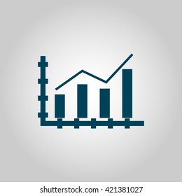 Vector illustration of growth stats sign icon on grey background.