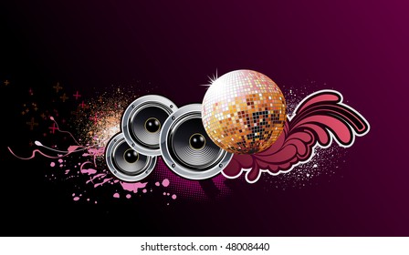Vector illustration of grunge abstract party Background with music design elements