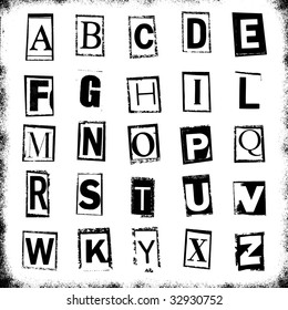 Vector illustration of grunge alphabet.