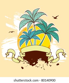Vector illustration of Grunge back with palms