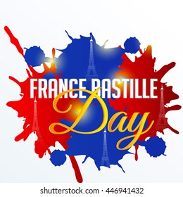 Vector illustration of a Grunge background with stylish text for France Bastille Day.