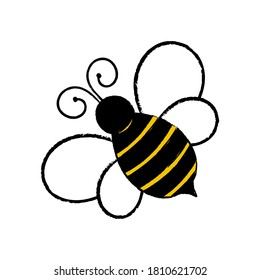 vector illustration of  a grunge  bee isolated on white background