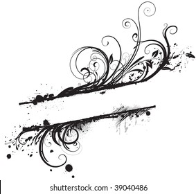 Vector illustration of  Grunge black Floral Decorative banner