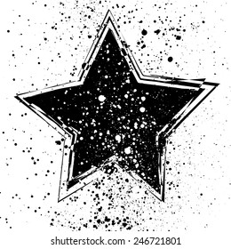 Vector illustration with grunge black star on white background. Elements for your design