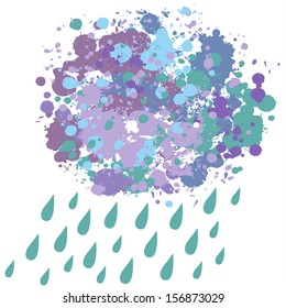 vector illustration of grunge cloud with rain