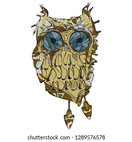 Vector illustration of grunge cute owl