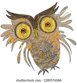 Vector illustration of grunge cute owl