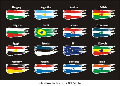 Vector illustration of grunge flags
