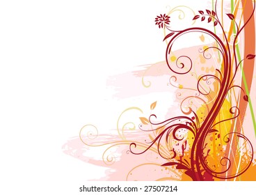 Vector illustration of Grunge Floral Background