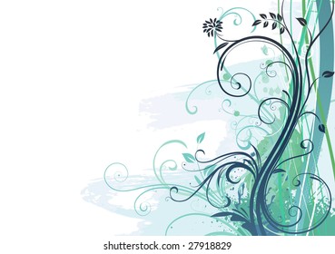 Vector illustration of Grunge Floral Background